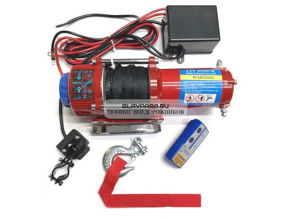 Лебедка электрическая 12 V Electric Winch 4500 lbs 2120 кг синтетический трос на квадроцикл/снегоход/лодку