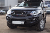 Бампер передний Mitsubishi L200 2015-2018 кроме к-ции INVITE (под штатную оптику, черный) АВС-Дизайн 