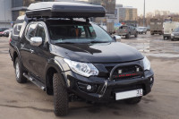 Бампер передний Mitsubishi L200 2015-2018 кроме к-ции INVITE (под штатную оптику, черный) АВС-Дизайн 