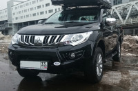 Бампер передний Mitsubishi L200 2015-2018 кроме к-ции INVITE (под штатную оптику, черный) АВС-Дизайн 