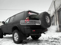 Бампер силовой задний STC Mitsubishi Pajero Sport 1996-2008 квадрат,калитка центр,фонари