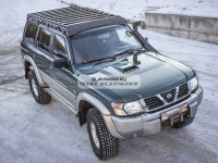 Багажник экспедиционный STC Nissan Patrol Y61 ШТОРКА с дальним и рабочим светом