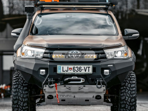 Силовой бампер передний RIVAL алюминиевый Toyota Hilux Revo 2015-2019 (без ПТФ) 2D.5701.1.B-NL