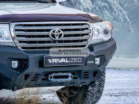 Бампер силовой передний алюминиевый (черный) Rival для Toyota Land Cruiser 200 2006-2015 (без ПТФ) 2D.5724.1-NL