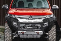 Бампер силовой передний RIVAL алюминиевый Mitsubishi L200 2018+ рестайлинг (без ПТФ)