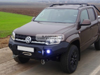 Бампер передний силовой Rival для Volkswagen Amarok 2010+ черный алюминиевый (без ПТФ) 2D.5807.1-NL 