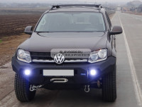 Бампер передний силовой Rival для Volkswagen Amarok 2010+ черный алюминиевый (без ПТФ) 2D.5807.1-NL 