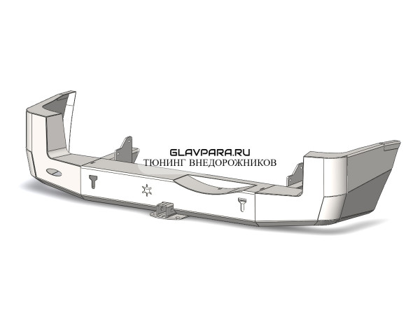 Задний силовой бампер Вездеходофф на Mitsubishi Pajero 3 (3 двери) с квадратом под фаркоп и доп.фарами