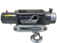 Лебедка электрическая 12V Electric Winch SC 12000lbs / 5443 кг IP66 стальной трос 12мм (влагозащита, радиоуправление,высокая скорость)