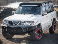 Бампер силовой передний STC Nissan Patrol Y61 1997-2004 с защитной дугой, ПТФ и балкой