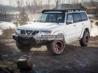 Бампер силовой передний STC Nissan Patrol Y61 1997-2004 с защитной дугой, ПТФ и балкой