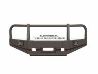 Бампер силовой передний STC для Mitsubishi Pajero Sport 1996-2008 с защитой фар и птф