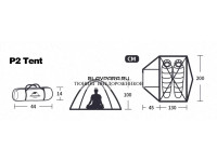Палатка Naturehike P-Series 2-местная, алюминиевый каркас, голубая
