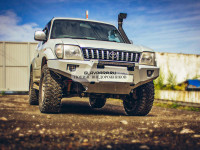 Бампер силовой передний STC тип Revo Toyota Land Cruiser Prado 95 с защитной дугой, ПТФ и балкой дальнего света