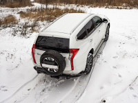 Бампер РИФ задний силовой/защита штатного бампера Mitsubishi Pajero Sport 2015-2020 c квадратом под фаркоп, калиткой, подсветкой номера