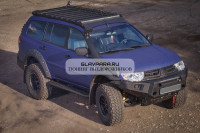 Пороги силовые STC для Mitsubishi Pajero Sport 2008-2015 цельная ступень