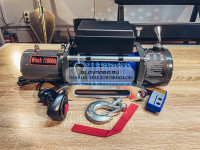 Лебедка электрическая 24V Electric Winch 12000lbs / 5443 кг IP66 синтетический трос 12мм (влагозащита, радиоуправление)