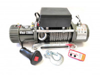 Лебедка электрическая 12V Electric Winch 12000lbs / 5443 кг IP66 моносоленоид синтетический трос