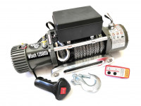 Лебедка электрическая 12V Electric Winch 12000lbs / 5443 кг IP66 моносоленоид синтетический трос