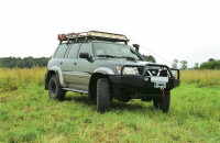 Бампер силовой передний РИФ для Nissan Patrol Y61 (1997-2004) без доп. фар с защитной дугой